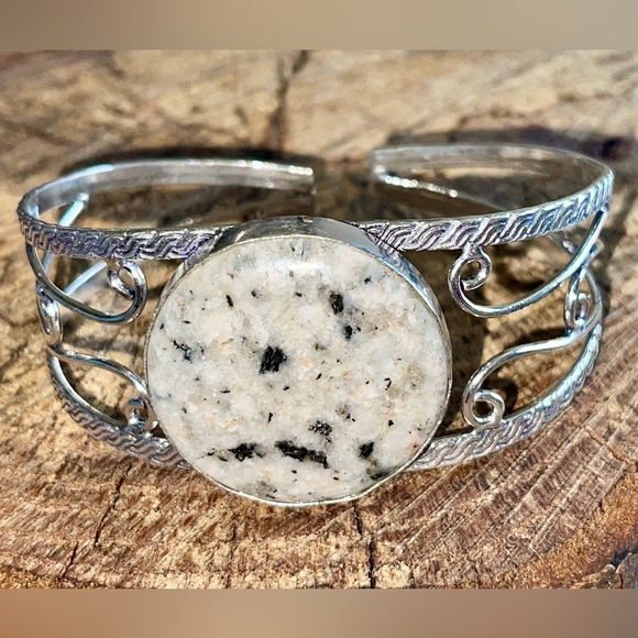 Kiwi Jasper Stone Cuff Bracelet Adjustable - Picture 4 of 11